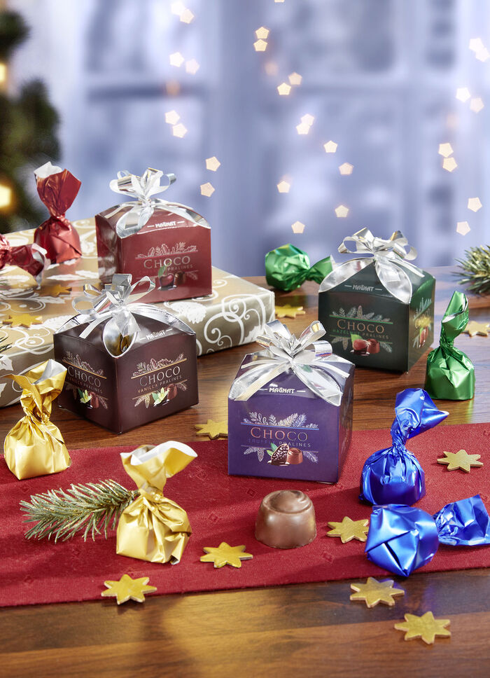 Geschenkboxen mit süßer Füllung, 4er-Set 