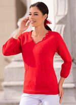 Pullover mit dekorativem Ausschnitt ROT