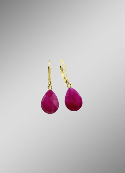 Tropfen-Ohrringe mit Rubin 
