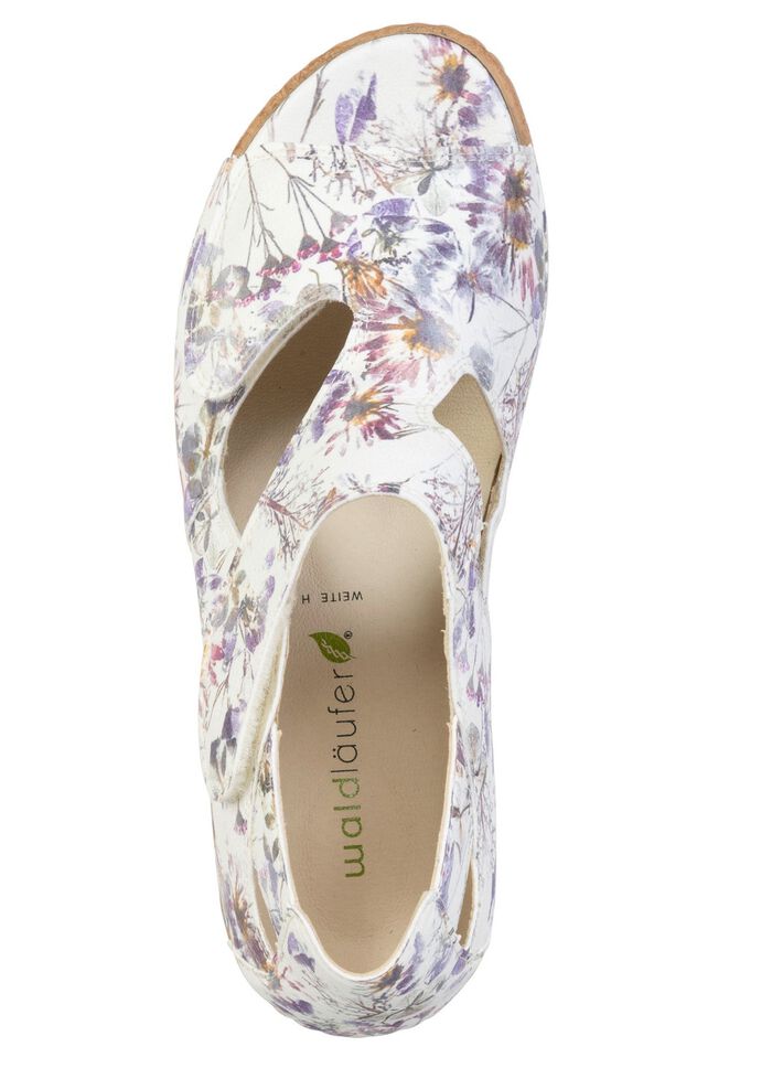 Waldl&auml;ufer, bequeme Damen-Sandalen, Weite H, mit herausnehmbarem Fu&szlig;bett ECRU-BUNT