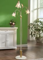 Stehleuchte mit bl&uuml;tenf&ouml;rmigen Lampenschirmen 