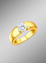 Vollmassiver Solit&auml;r-Damenring mit Brillant 