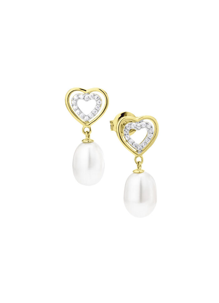 Ohrstecker mit Süßwasser-Zuchtperlen und synth. Zirkonia 