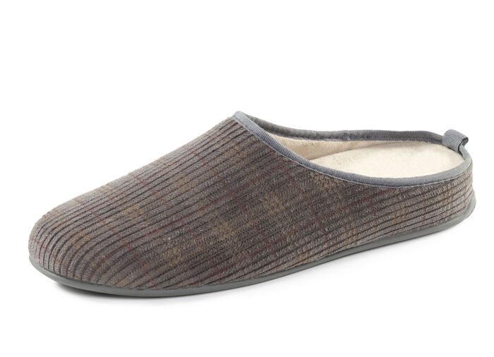 Textil-Pantoffel mit herausnehmbarem Fußbett GRAU