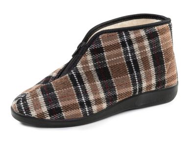 Stiefelette aus kariertem Textilmaterial 