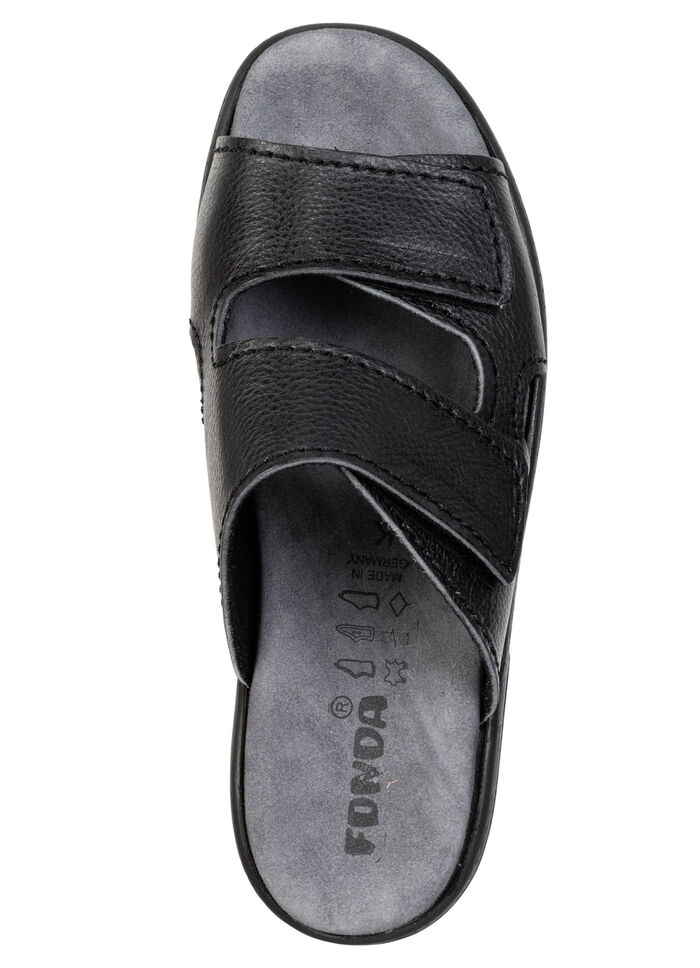 Bequeme Herren-Pantoletten, Weite K, mit Klettverschluss SCHWARZ