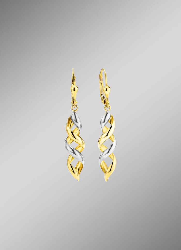 Eleganz in Bewegung: Bicolor-Ohrringe aus Gold 375/- fein 