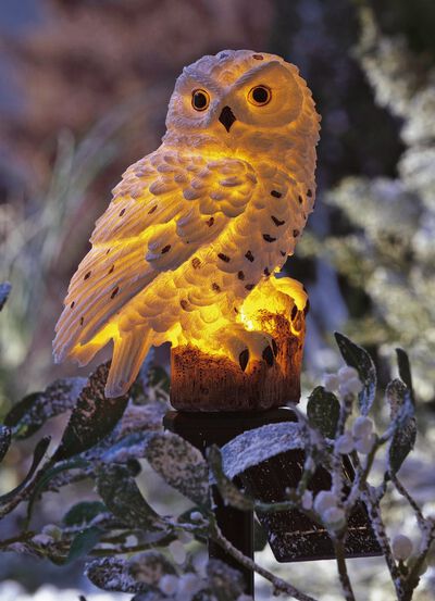 Solar-Schnee-Eule aus Polyresin 