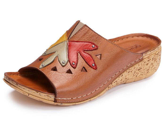 Gemini Pantolette aus schattiertem Rind-Nappaleder COGNAC