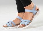 ELENA EDEN, modische Damen-Sandale, Weite H, mit herausnehmbarem Fu&szlig;bett BLEU