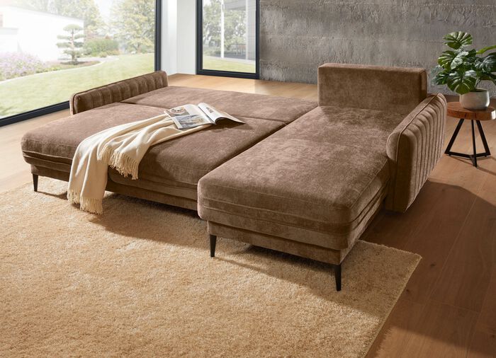 Polsterecke mit Bettfunktion und Bettkasten 