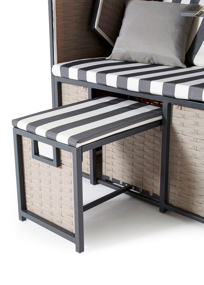 Single-Strandkorb mit 2 Sichtfensern/Bullaugen 