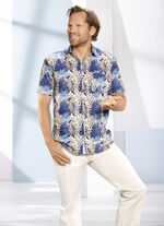 Flott dessiniertes "Milano Italy"-Hemd BLAU-BEIGE GEMUSTERT