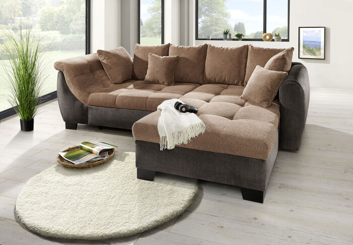 Bequeme Polsterecke mit Bettfunktion DUNKELBR.-BRAUN
