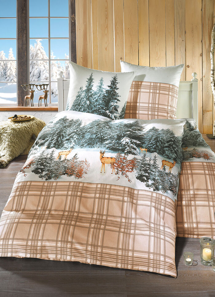 Feinbiber Bettwäsche-Garnitur aus 100% Baumwolle 