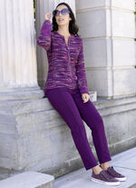 Strickjacke mit Flammen-Melangegarn 