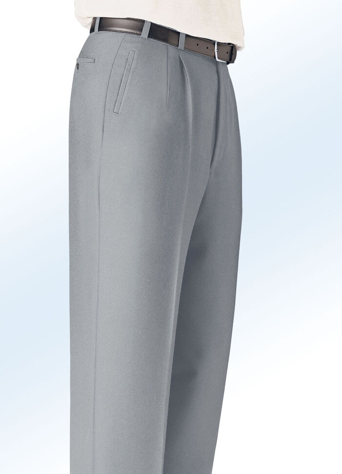 "Klaus Modelle"-Hose mit seitlichen Paspeltaschen SCHILFGRÜN MELIERT