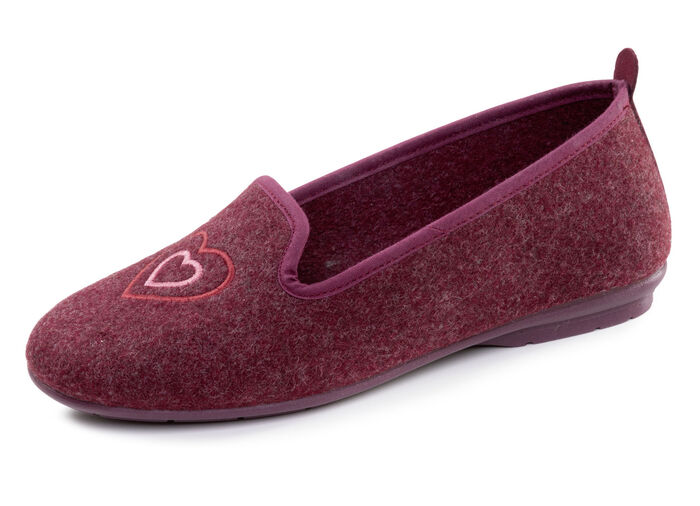 Laurina, klassische Damen-Hausschuhe, mit herausnehmbarem Fußbett BORDEAUX