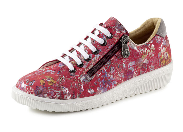 ELENA EDEN Schnürschuh aus effektvoll bedrucktem Nubukleder ROT