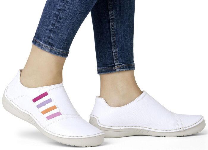 Rieker, klassische Damen-Slipper, mit Gummizug WEISS