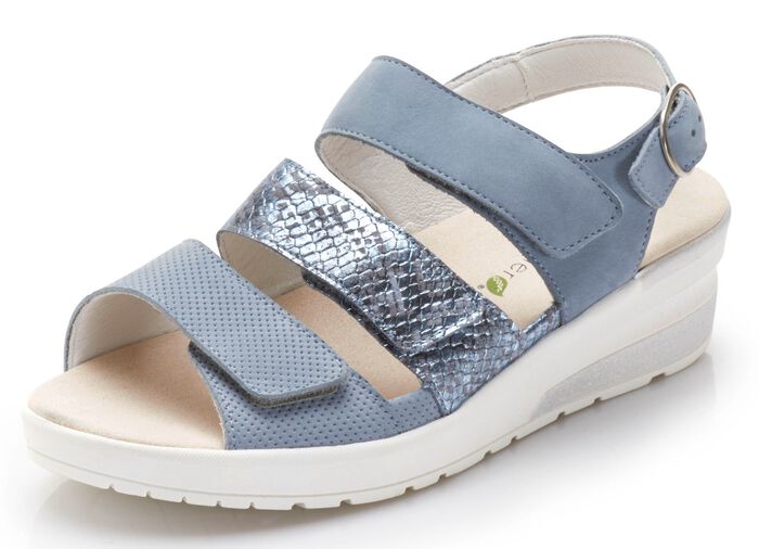 Waldl&auml;ufer Sandale im interessanten Material-Mix BLEU