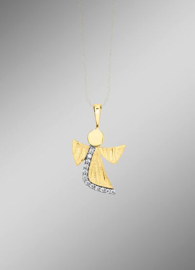 Engel-Anh&auml;nger aus Gold mit Zirkonia 