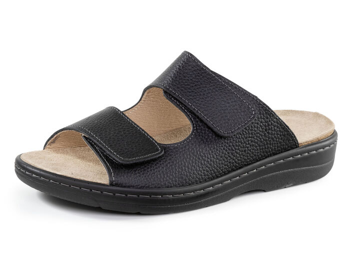 GINO GALANTE, bequeme Herren-Pantoletten, Weite H, mit herausnehmbarem Fußbett SCHWARZ