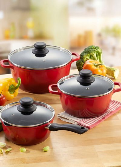 "KING" 9-teiliges Aluguss-Kochtopf-Set mit FUSION&reg; keramischer Antihaftbeschichtung 