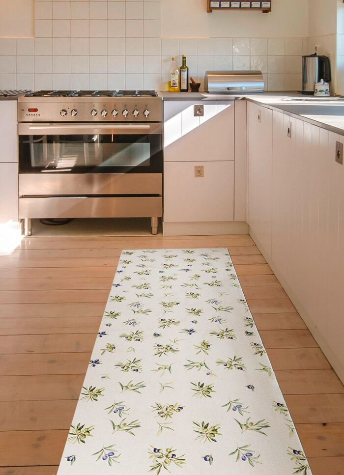 K&uuml;chenl&auml;ufer und -teppich mit Oliven-Motiv 