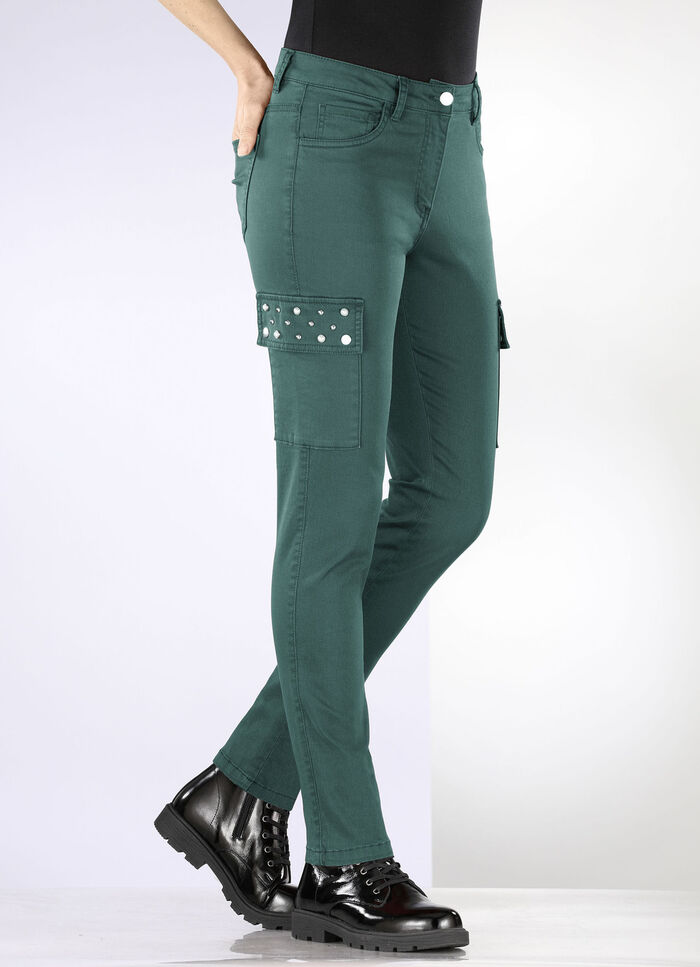 Cargohose in 5-Pocket-Form FLASCHENGRÜN