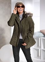 Jacke mit abnehmbarer Kunstpelz-Besatz LODENGRÜN