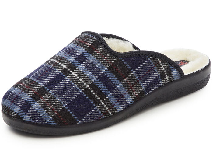 Zweierpack, gefütterte Herren-Hausschuhe, mit Wolle 1XBRAUN,1XBLAU