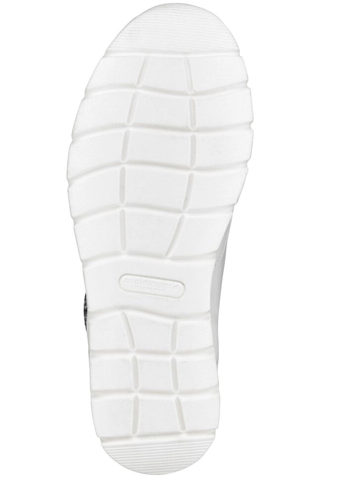 Waldl&auml;ufer Schn&uuml;rschuh aus interessantem Materialmix WEISS-ALTSILBER
