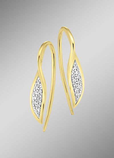 Ohrhaken in Bicolor mit 20 Brillanten 