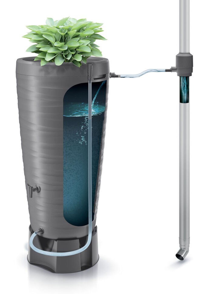 Regentonne in klassischer Wellenoptik GRAU