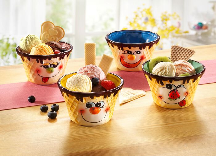 Eisbecher und -sch&auml;lchen aus Keramik BUNT