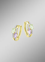 Attraktiver Blickfang: Klappcreolen mit synth. Zirkonia und Glassteinen 