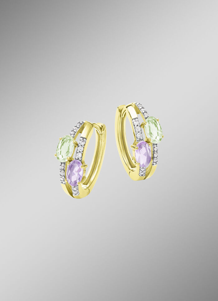 Attraktiver Blickfang: Klappcreolen mit synth. Zirkonia und Glassteinen 