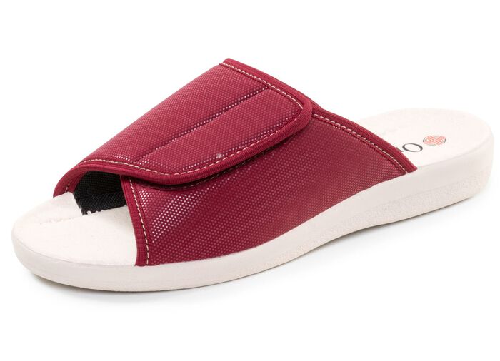 Bequeme Damen-Hausschuhe, Weite H, mit Klettverschluss BORDEAUX