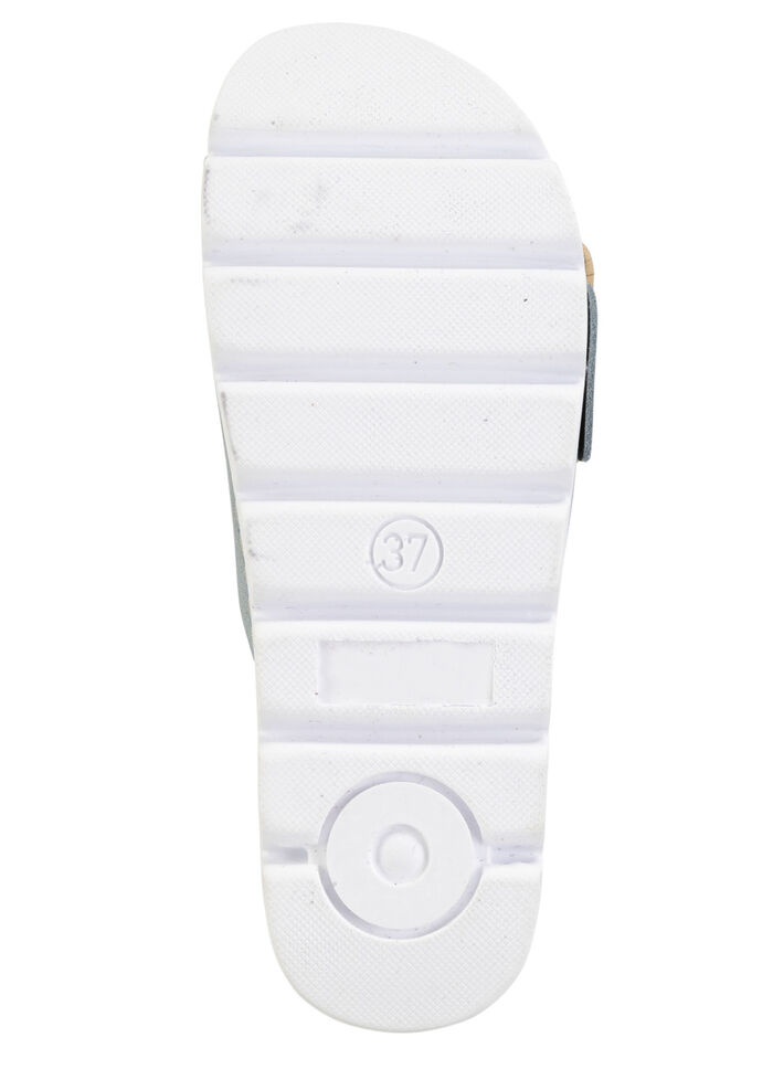 ELENA EDEN, trendige Damen-Pantoletten, aus Leder BLEU