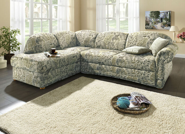 Polsterecke mit Bettfunktion, Bettkasten und 2 Kissen GRÜN