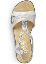 Rieker, modische Damen-Sandalen, mit Gummizug BLEU-SILBER
