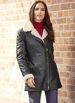 Lederkurzmantel mit Reverskragen 