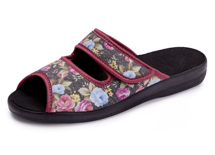 Zweierpack, klassische Damen-Hausschuhe, Weite H, mit Klettverschluss 1X BLAU, 1X ROT