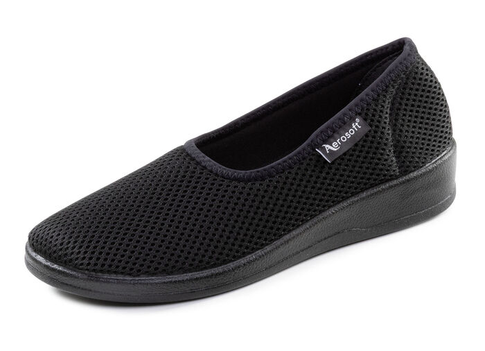 Flexibler Damen-Ballerina mit Fersend&auml;mpfung SCHWARZ