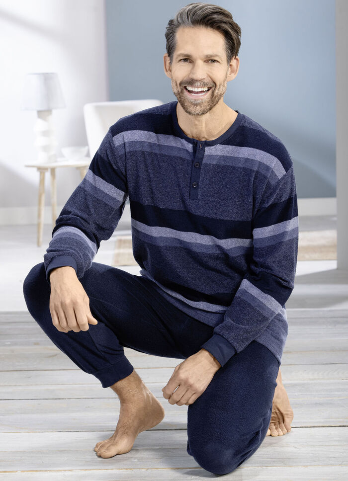 Frottier-Schlafanzug mit Knopfleiste 