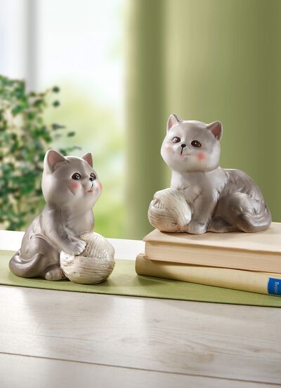 Katzen mit Wollkn&auml;uel, 2er-Set 
