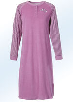 Nachthemd aus Frottierstretch, Langarm mit Knopfleiste und Bündchen 