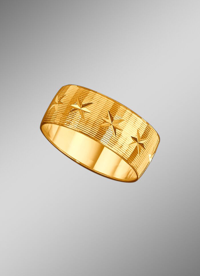 TraurinTrauring mit diamantierg mit diamantierten Rillen und kleinen Sternchen 