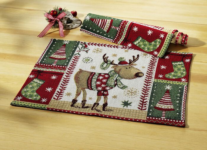 Platzset, 2-teilig, mit Rentier-Motiv 